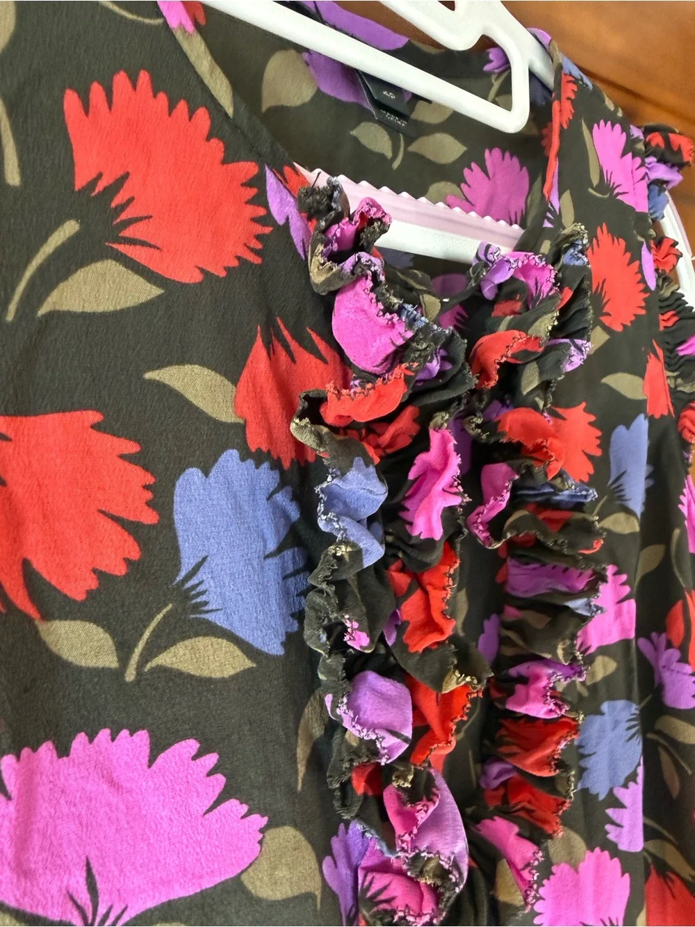 J. CREW Silk Floral Ruffle Women's Top